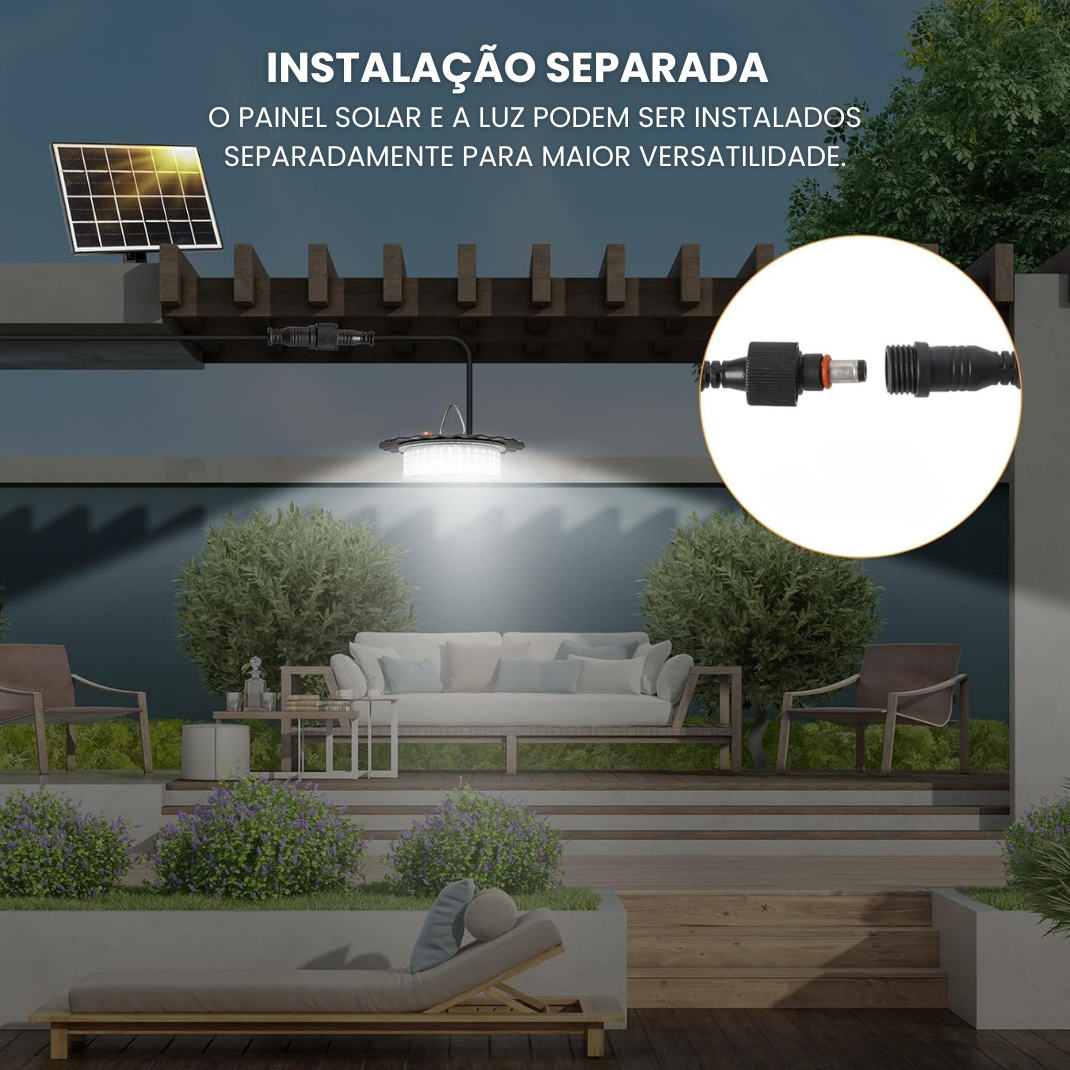 Lâmpada Solar de Teto com Bateria de Longa Duração