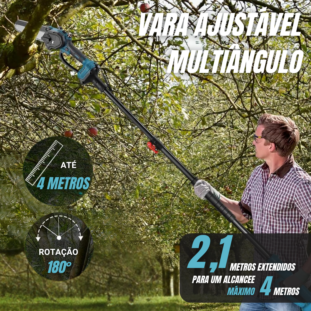 Tesoura de poda elétrica portátil com vara extensível