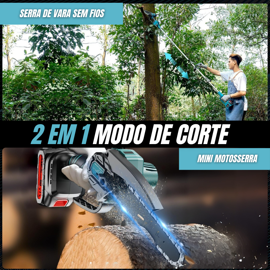 Tesoura de poda elétrica portátil com vara extensível