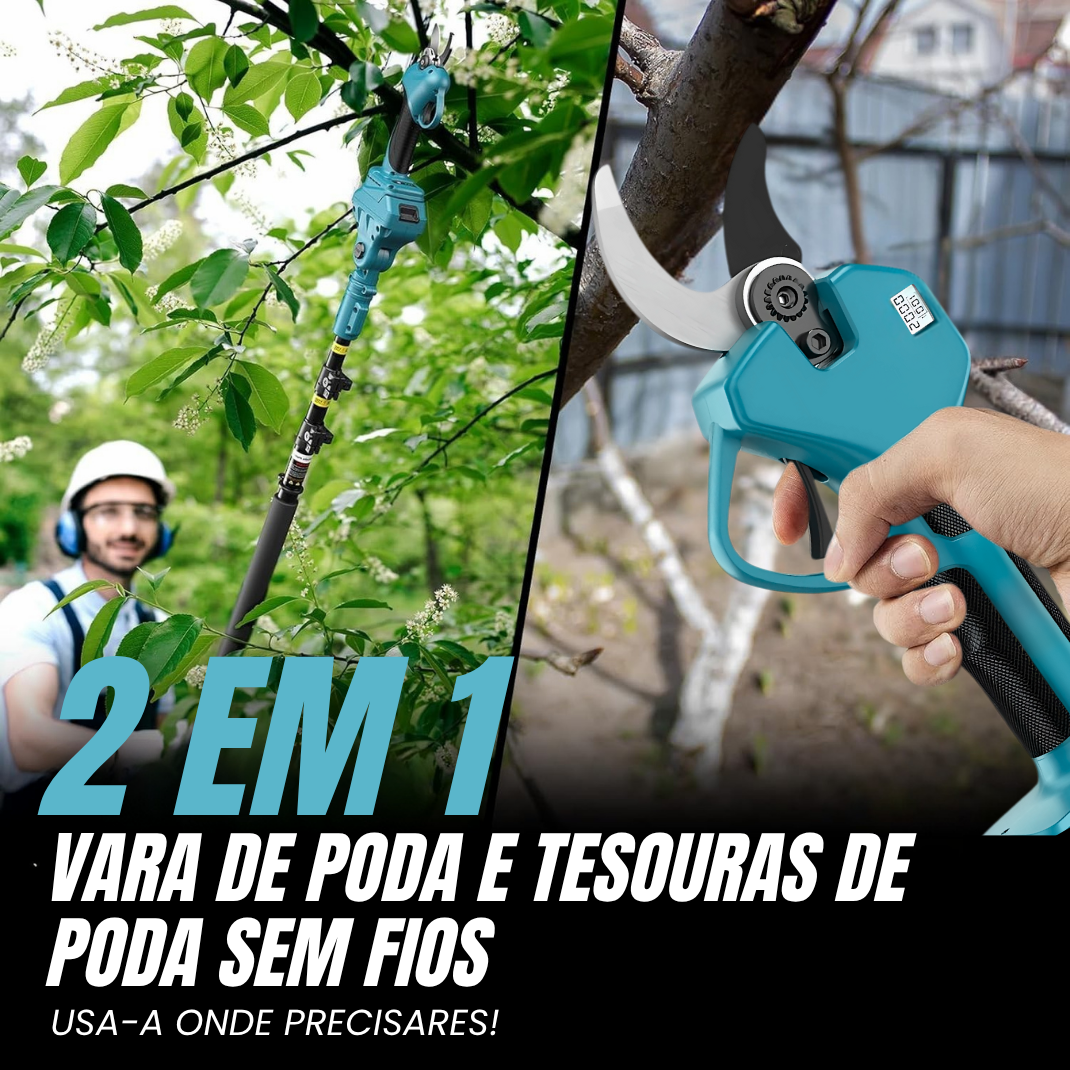Tesoura de poda elétrica portátil com vara extensível
