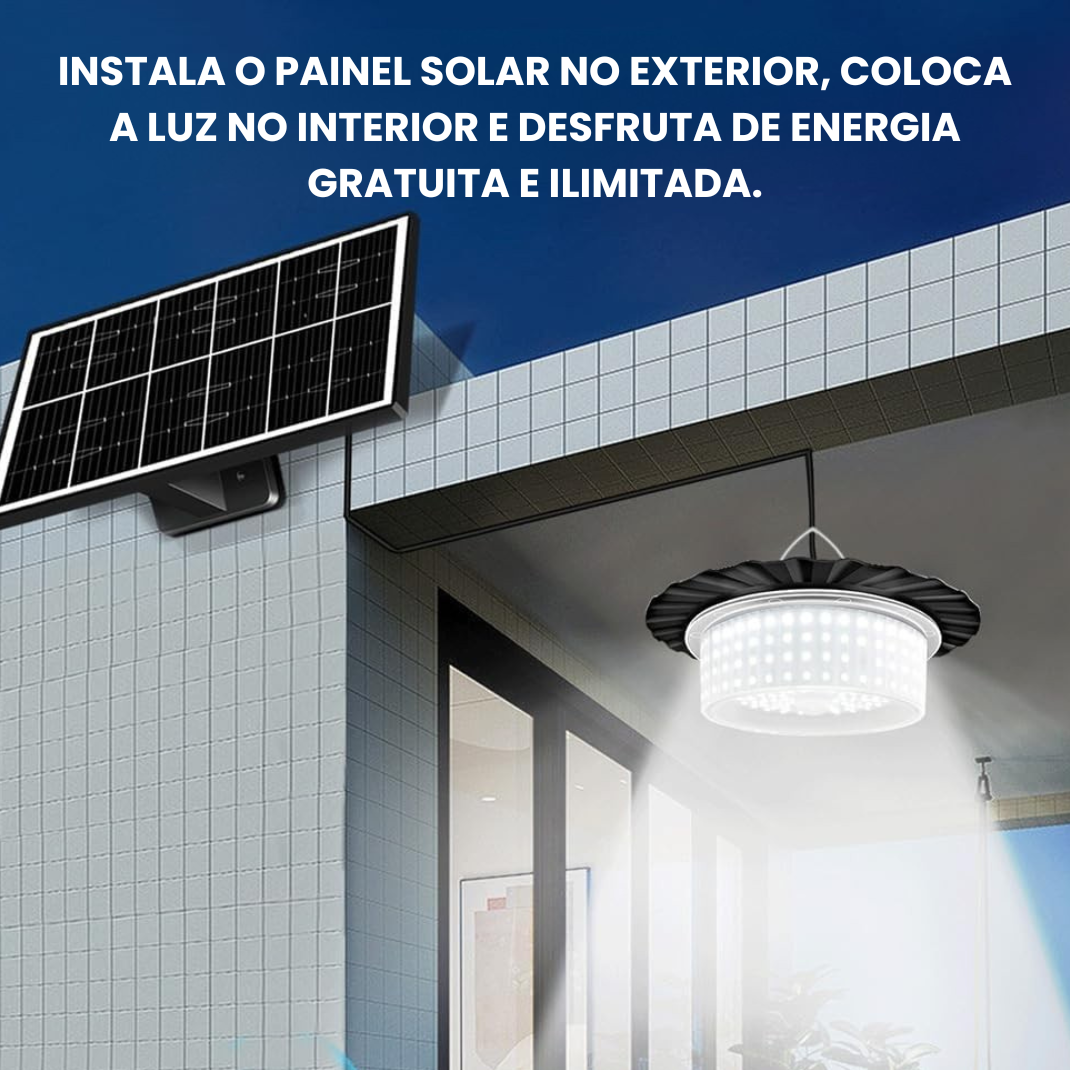 Lâmpada Solar de Teto com Bateria de Longa Duração