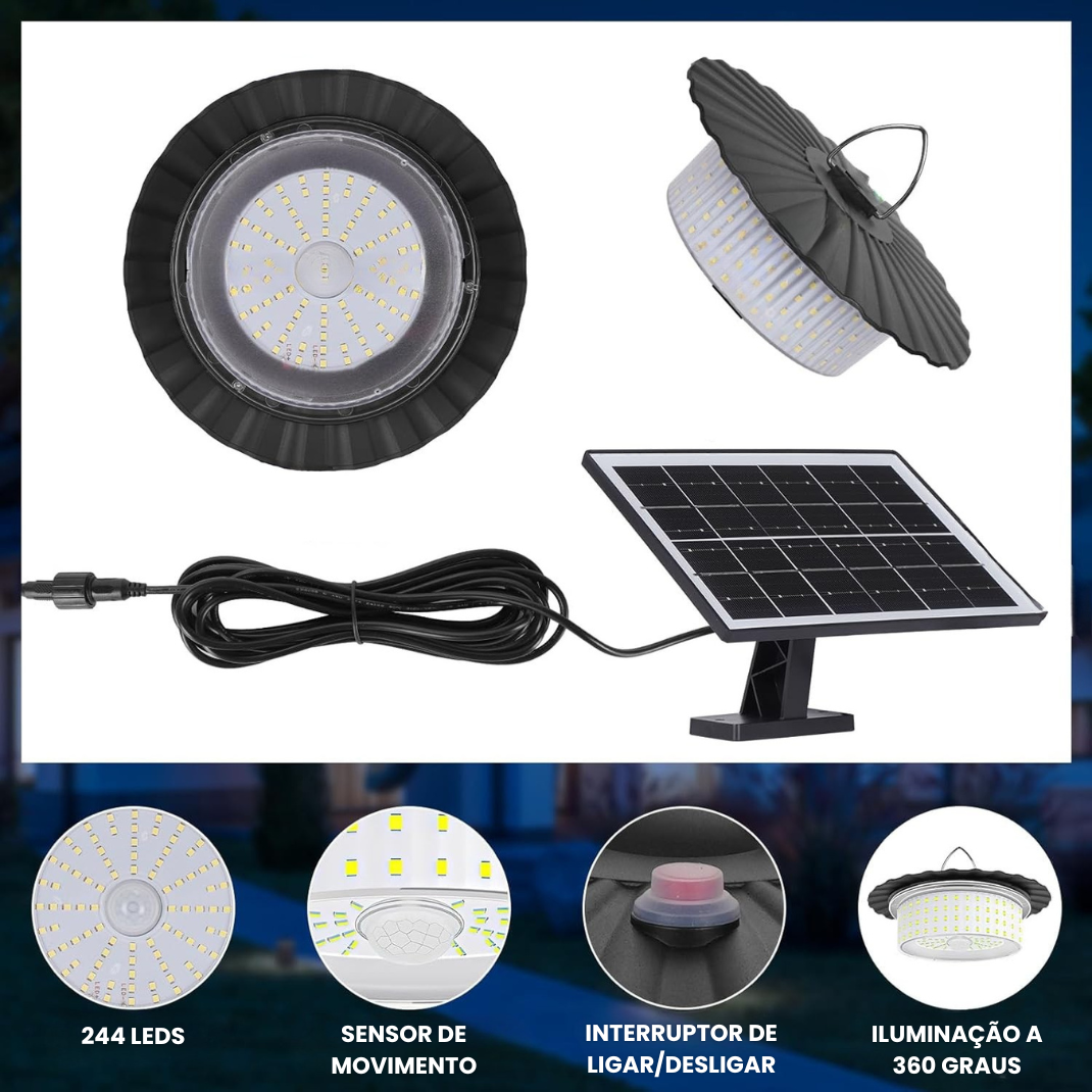 Lâmpada Solar de Teto com Bateria de Longa Duração