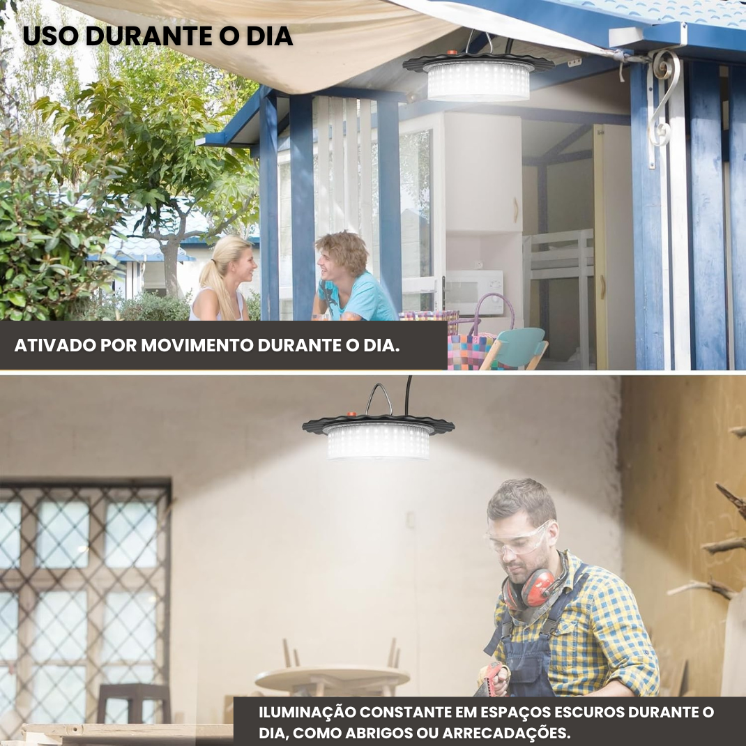 Lâmpada Solar de Teto com Bateria de Longa Duração