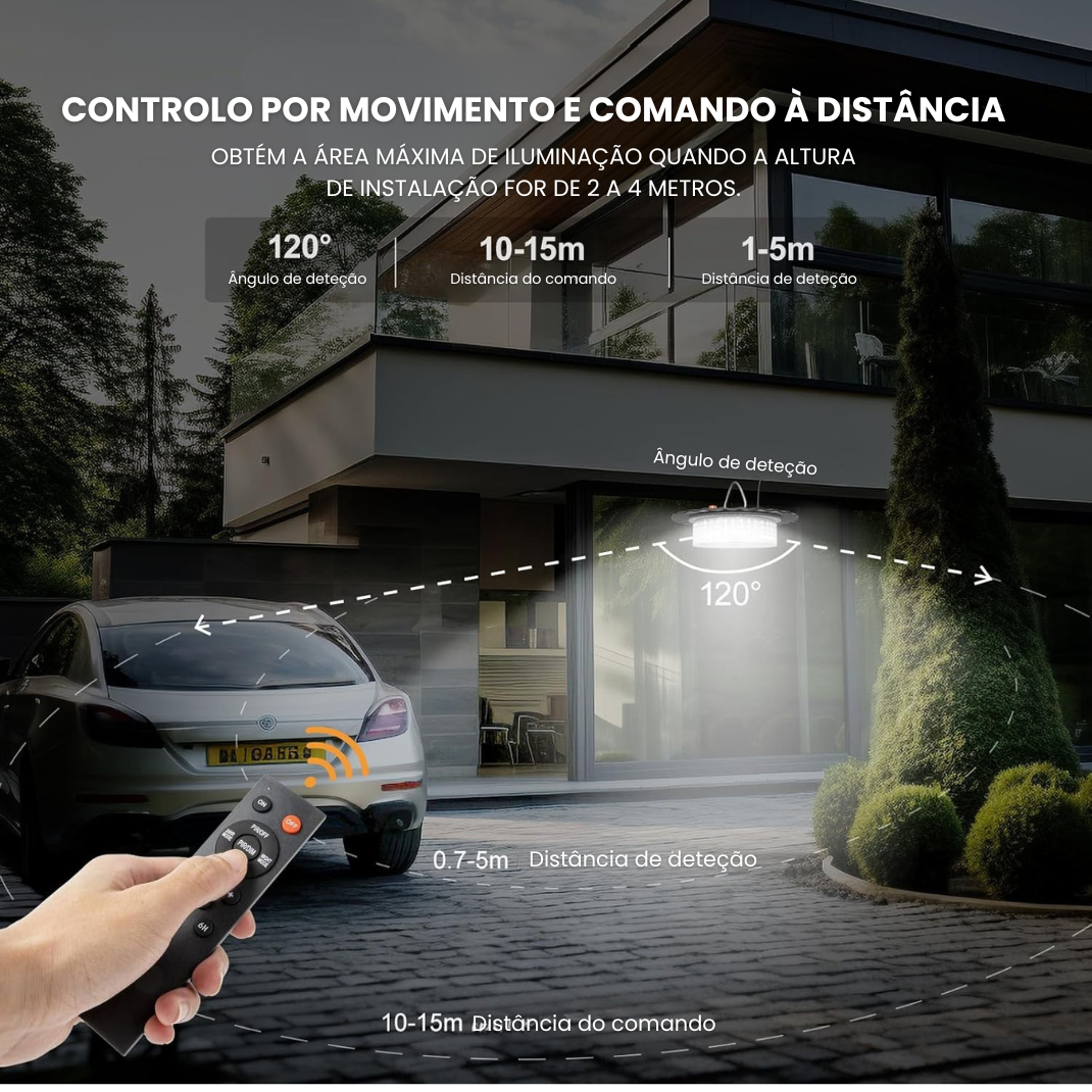 Lâmpada Solar de Teto com Bateria de Longa Duração