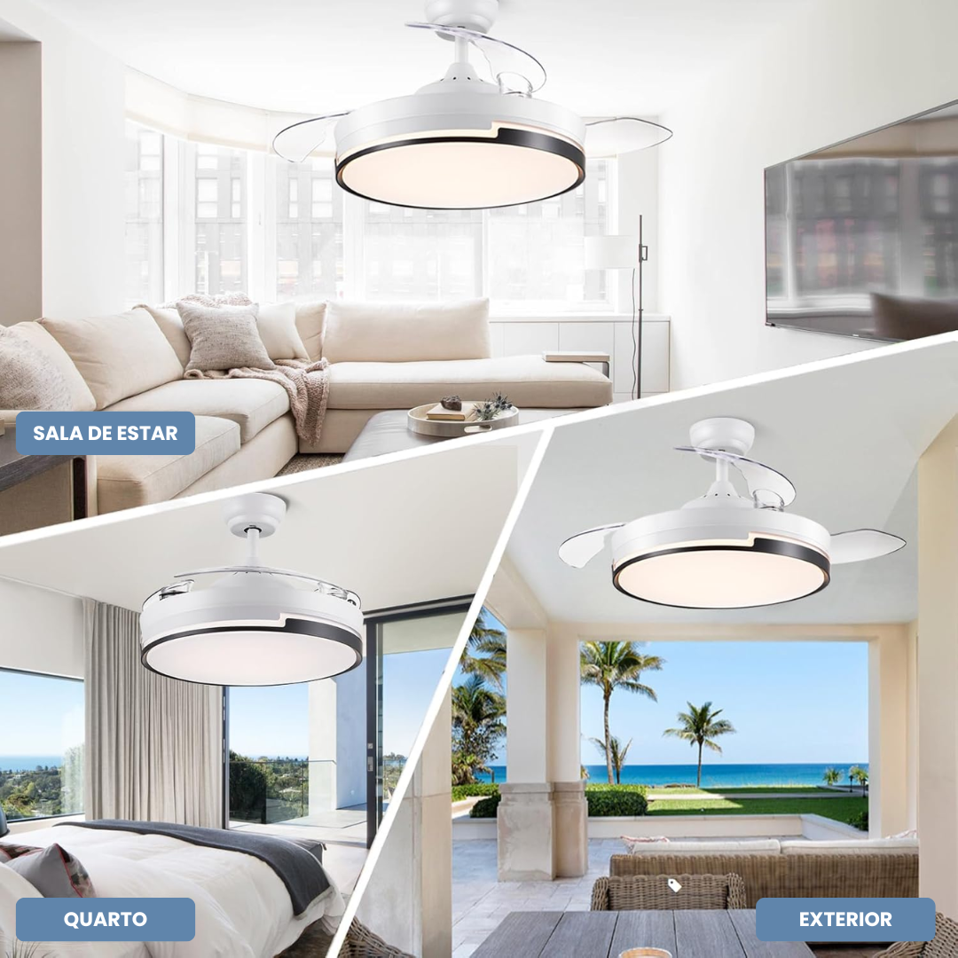 Ventoinha de Teto Retrátil com Luz Regulável