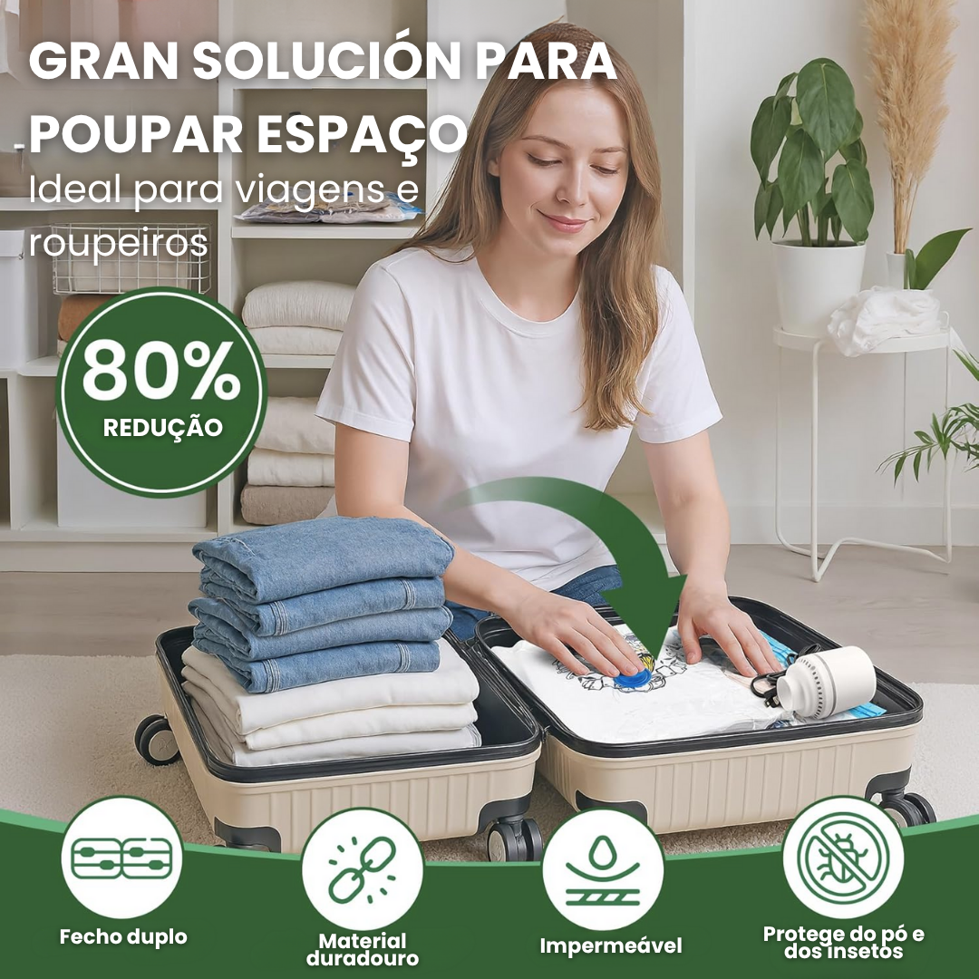 Sacos de vácuo para roupas com bomba elétrica