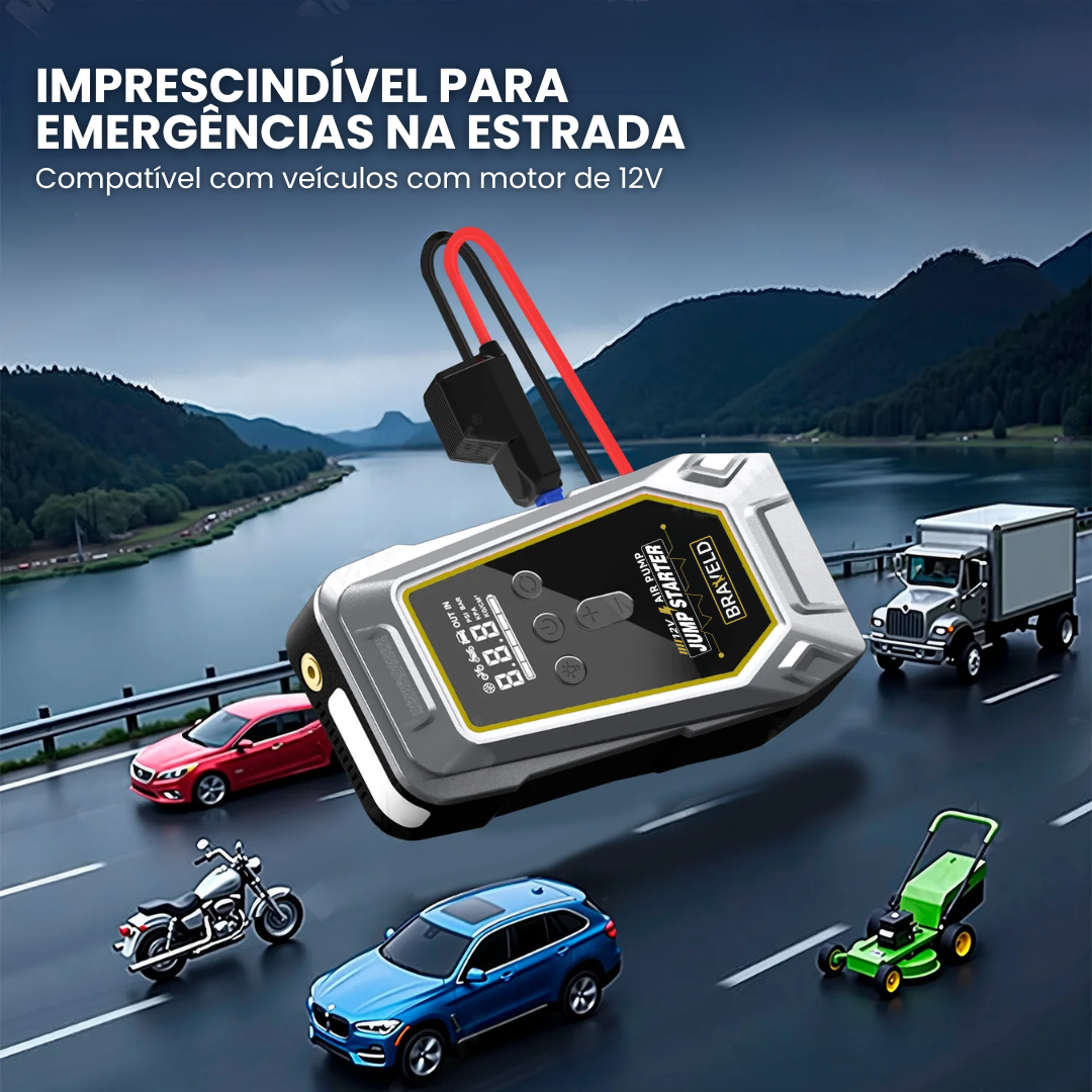 Arrancador Portátil para Carros com Compressor de Ar