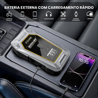 Arrancador Portátil para Carros com Compressor de Ar