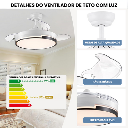 Ventoinha de Teto Retrátil com Luz Regulável