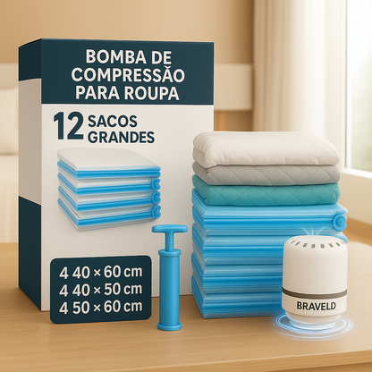 Sacos de vácuo para roupas com bomba elétrica